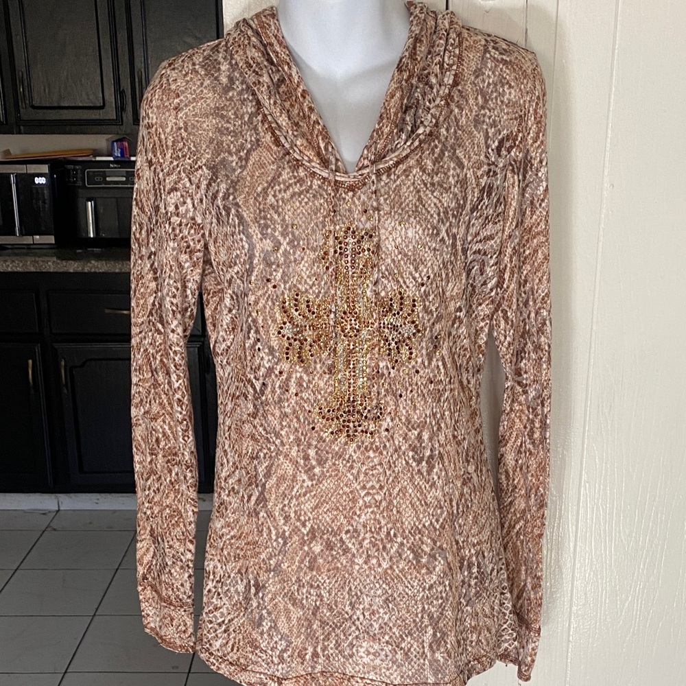 Brown Snake Print Women's Top